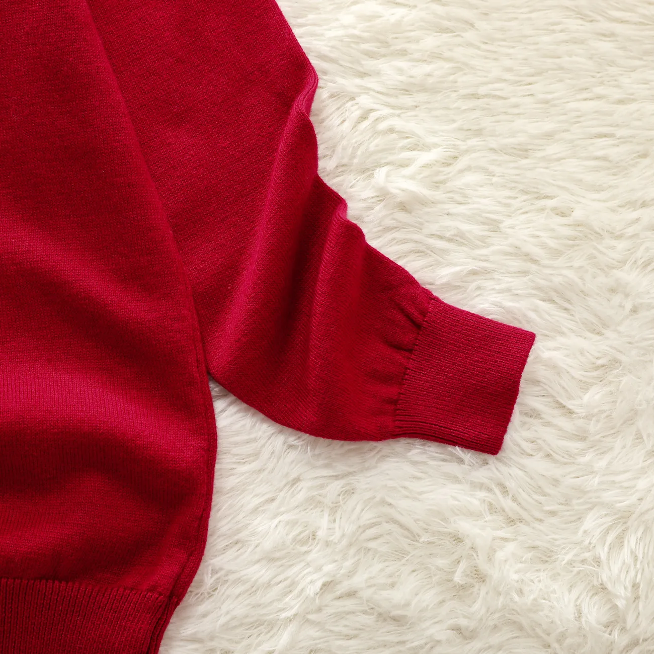 Kid Boy Turtleneck Solid Color Sweater Red big image 1