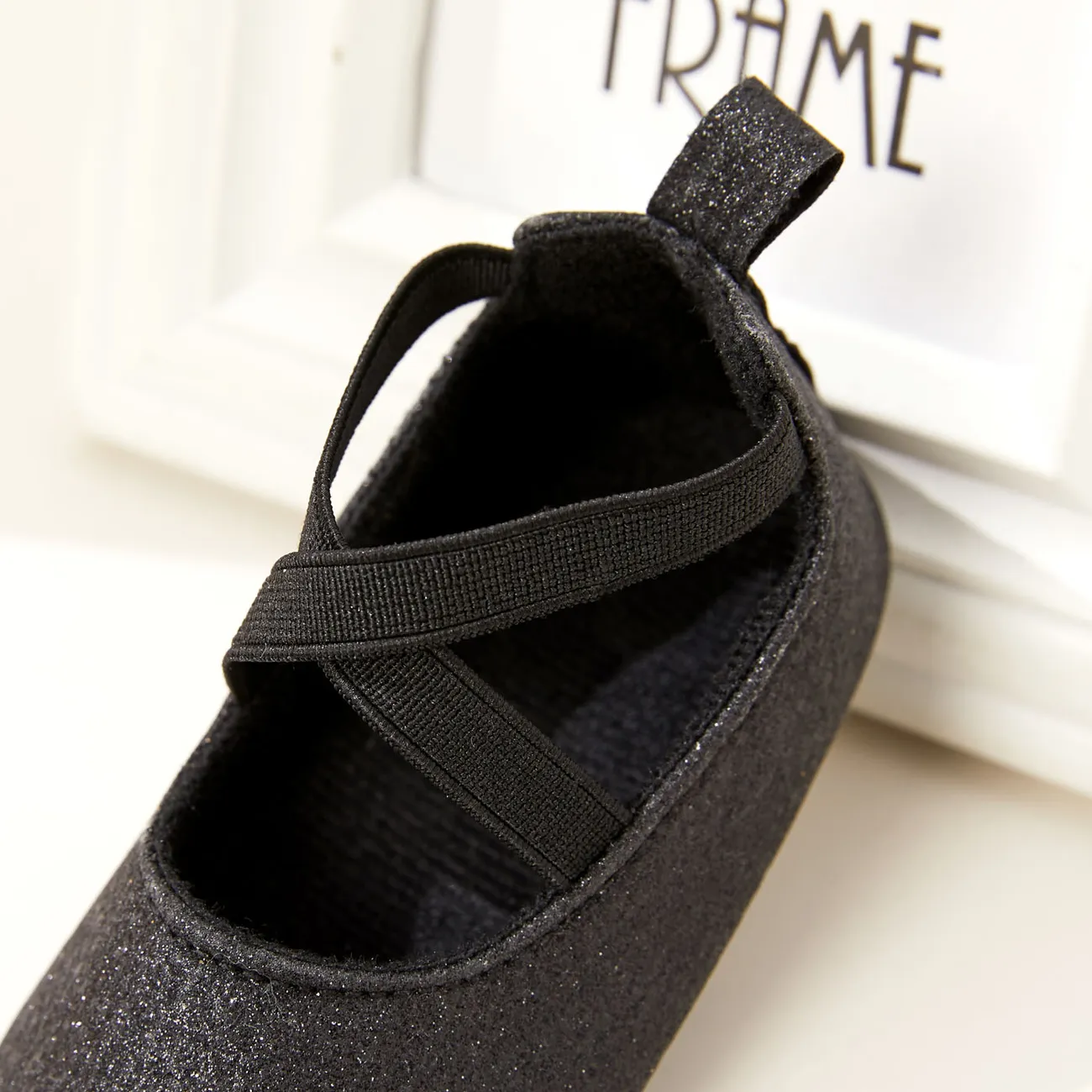 Baby / Toddler Solid Color Crisscross Slip-on Prewalker Shoes Black big image 1