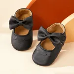 Baby / Toddler White Bowknot Decor Velcro Closure Prewalker Shoes Black