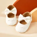 Baby / Toddler White Bowknot Decor Velcro Closure Prewalker Shoes  image 1