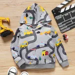 Toddler Boy Road Vehicle Print Hoodie Sweatshirt Light Grey image 6
