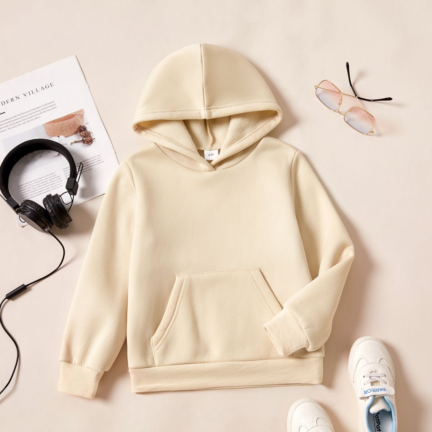 Kid Boy/Kid Girl Fleece Lined Solid Pocket Design Hoodie Sweatshirt