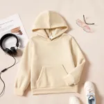 Kid Boy/Kid Girl Fleece Lined Solid Pocket Design Hoodie Sweatshirt Khaki