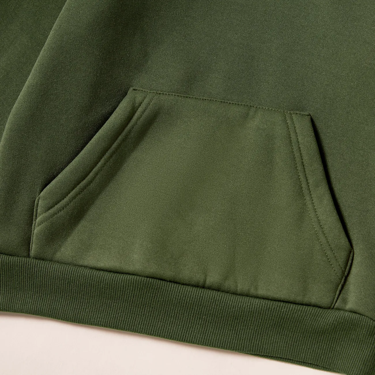 Kid Boy/Kid Girl Fleece Lined Solid Pocket Design Hoodie Sweatshirt Army green big image 1