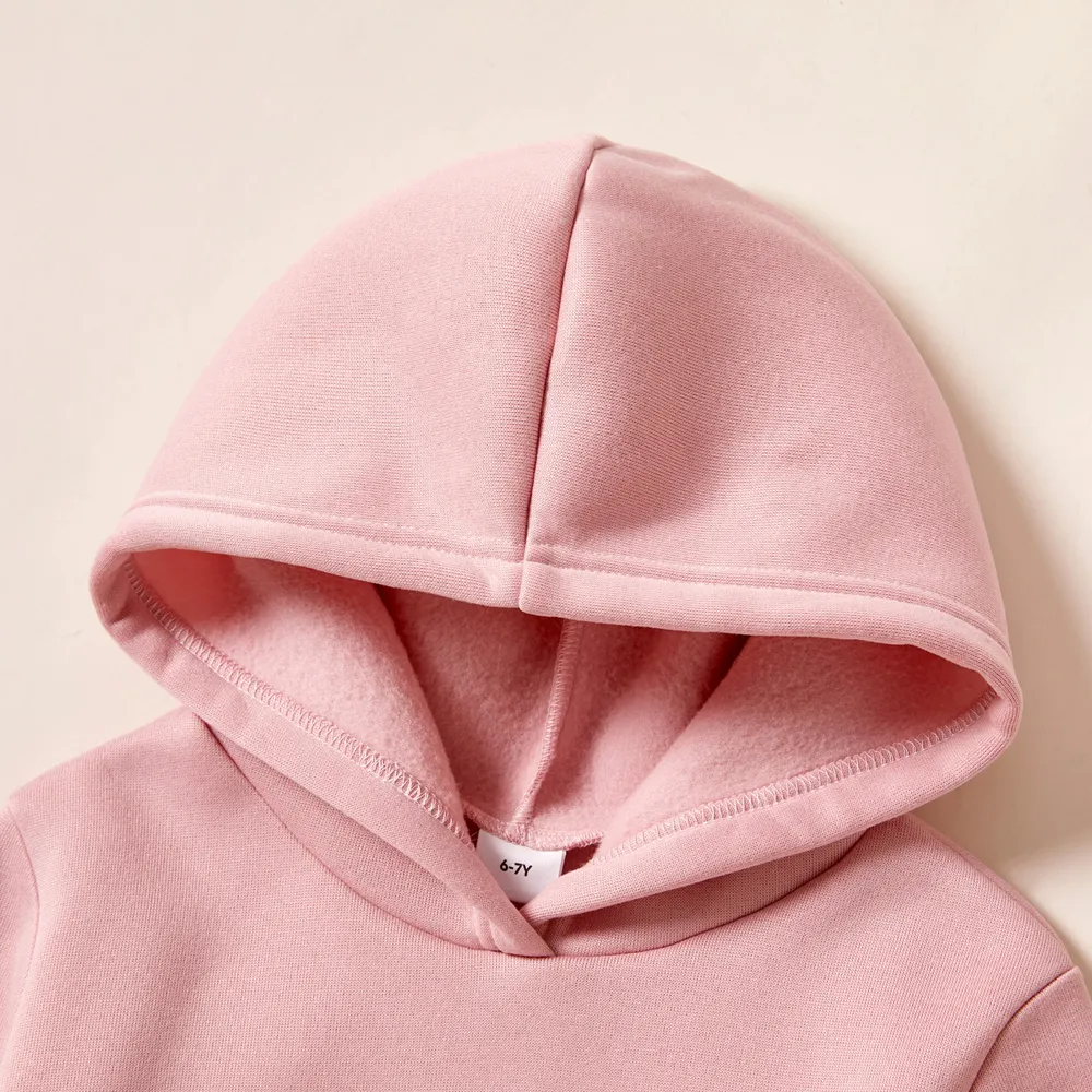 Kid Boy/Kid Girl Fleece Lined Solid Pocket Design Hoodie Sweatshirt big image 3