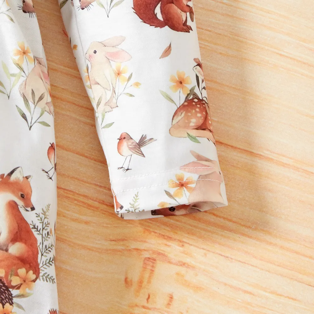 Baby Girl All Over Forest Animals Print Long-sleeve Dress big image 4
