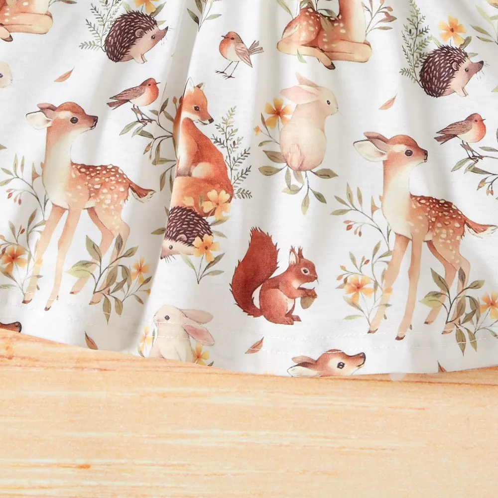 Baby Girl All Over Forest Animals Print Long-sleeve Dress  big image 5