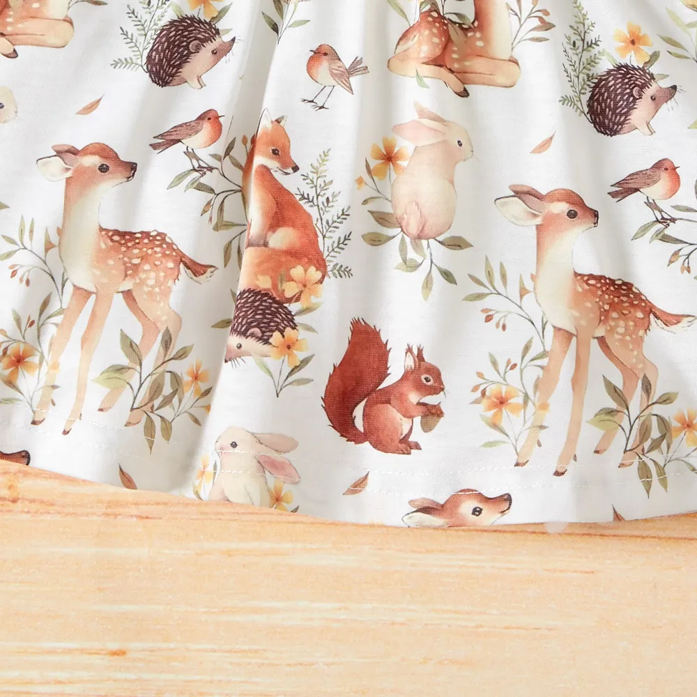 Baby Girl All Over Forest Animals Print Long-sleeve Dress big image 5