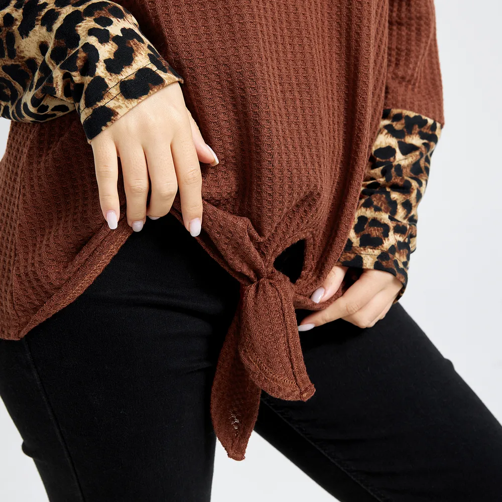 t-shirt a maniche lunghe con colletto tondo colorblock leopardato big image 5