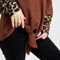 Colorblock Leopard Splice Round-collar Long-sleeve T-shirt  image 5
