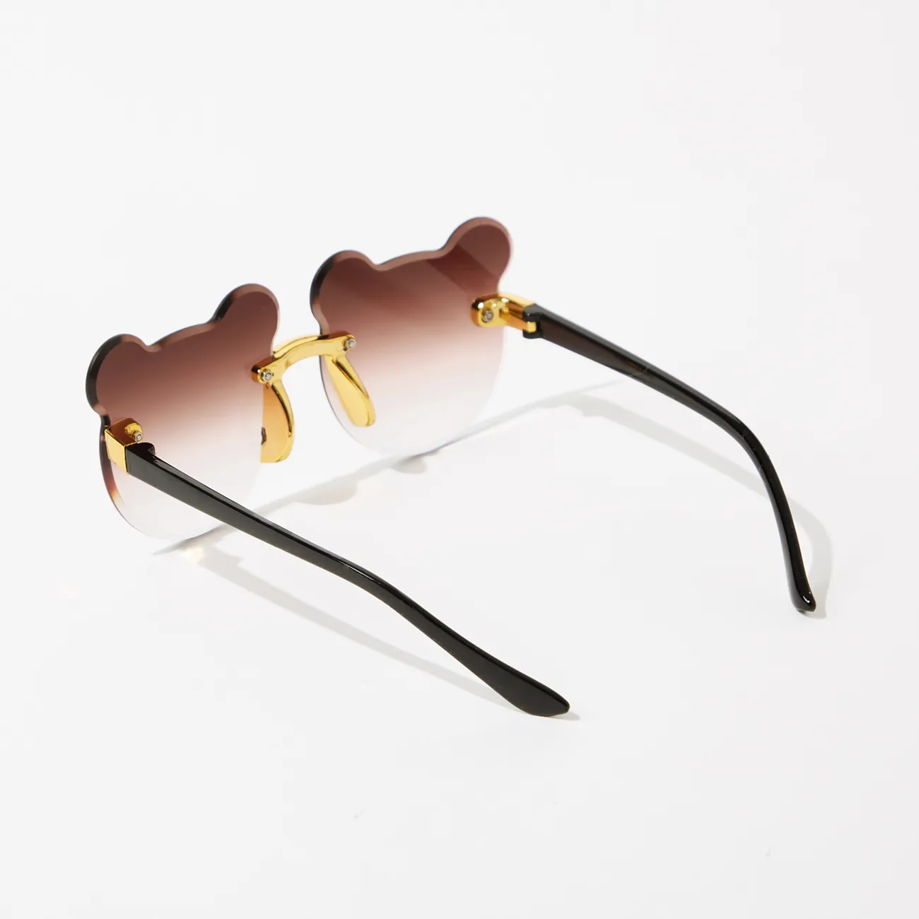 Bebé / niño pequeño / niño de dibujos animados orejas de gato gafas decorativas sin montura (con estuche de gafas) Marrón big image 1