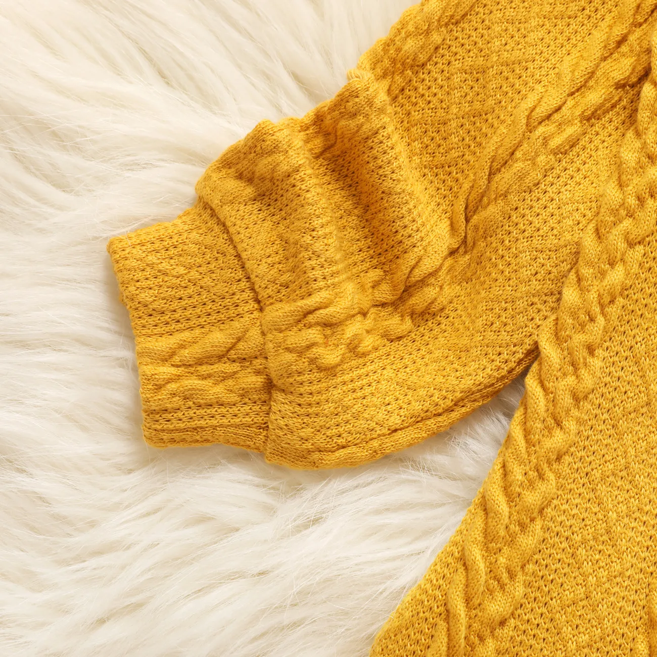 Toddler Girl Turtleneck Cable Knit Long-sleeve Sweater Dress Ginger big image 1