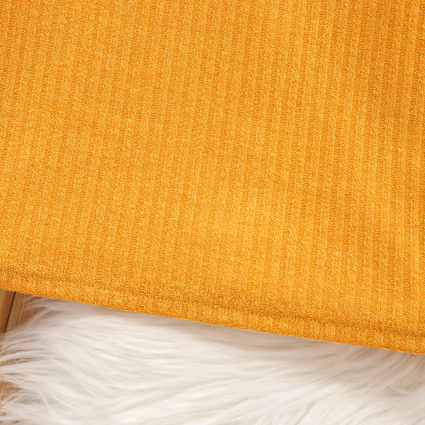 Toddler Girl Turtleneck Ribbed Solid Color Long-sleeve Tee for Spring and Autumn Ginger image 6