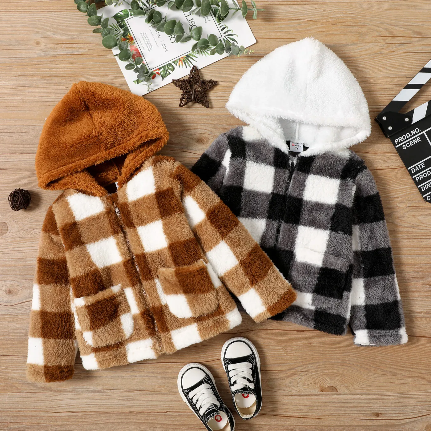 Toddler Plaid Print Coats & Jackets