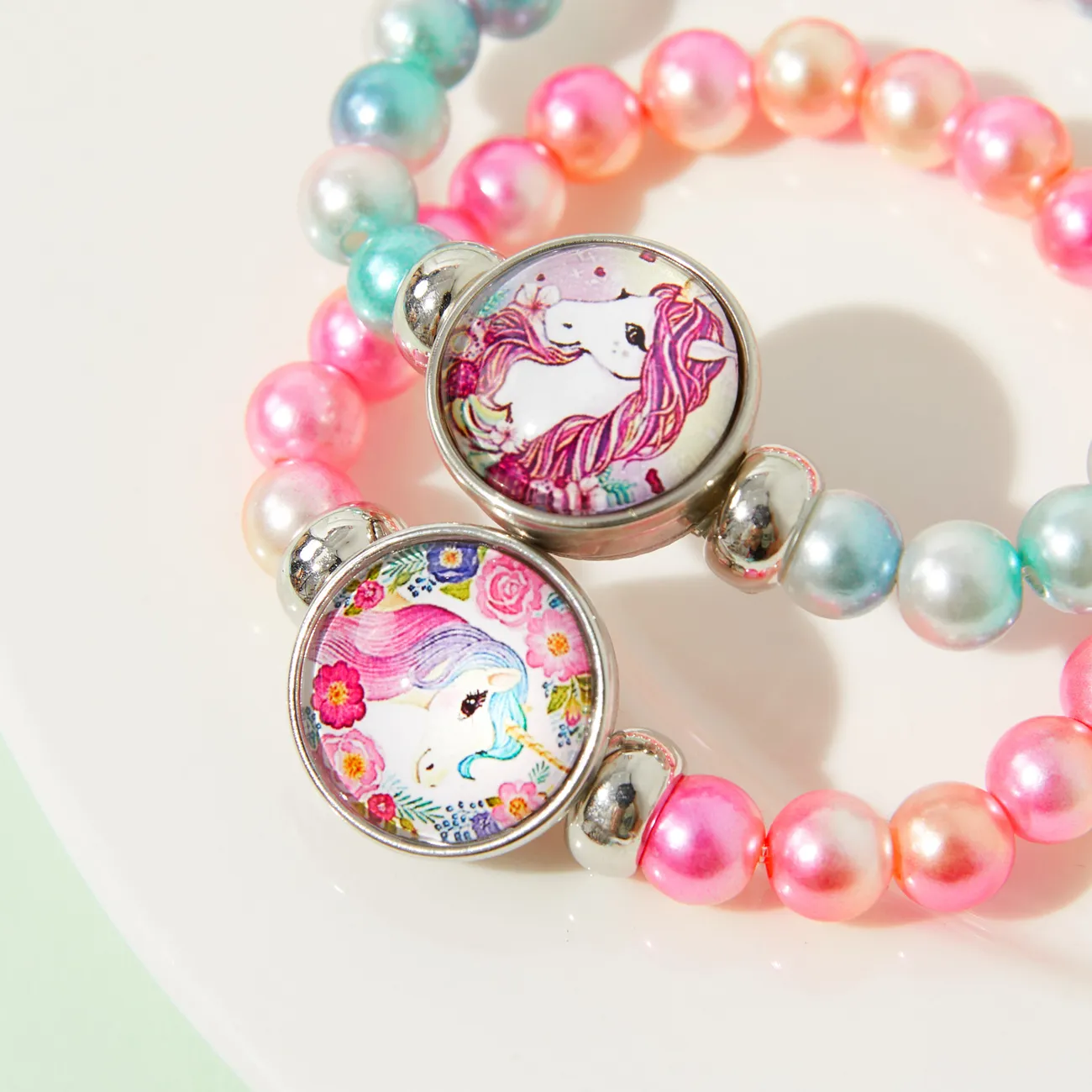 braccialetto di perline colorate di unicorno del fumetto del bambino Viola Chiaro big image 1