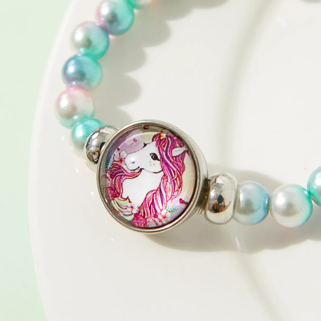 bracelet de perles colorées de licorne de dessin animé pour tout-petits Bleu Clair big image 1