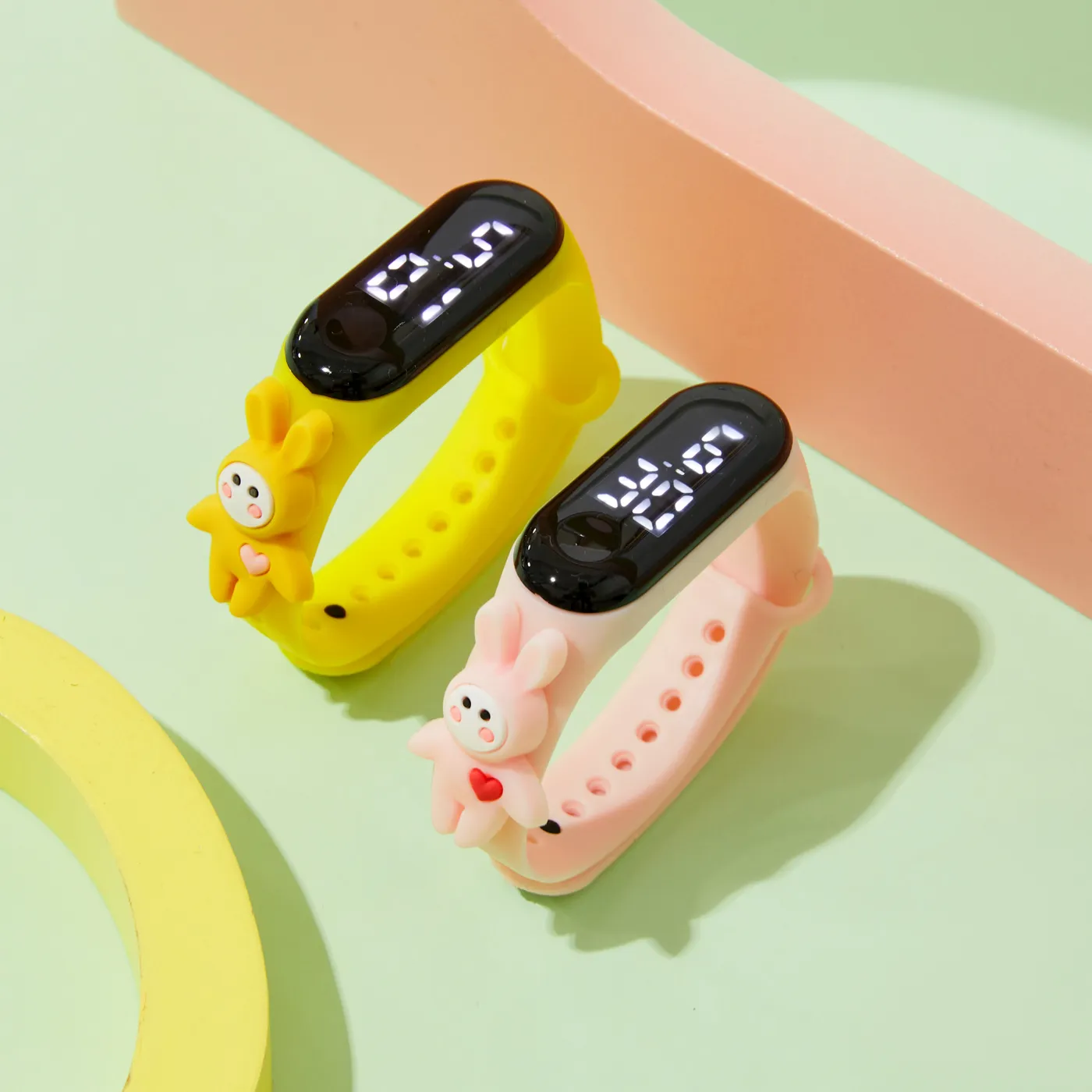 Toddler Cartoon Touch Screen LED Digital Smart Wrist Watches Bracelet (With packing box) Pink image 5