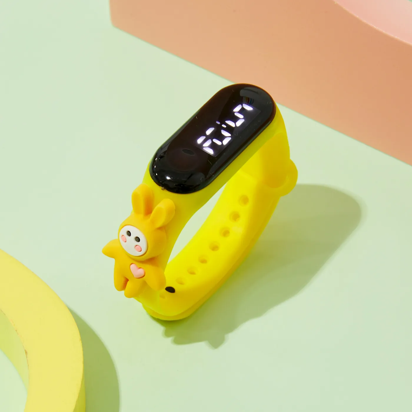 Niño pequeño de dibujos animados pantalla táctil LED digital inteligente pulsera pulsera pulsera (con caja de embalaje) Amarillo