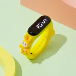 Reloj de pulsera inteligente digital led con pantalla táctil de dibujos animados para niños pequeños (con caja de embalaje) Amarillo