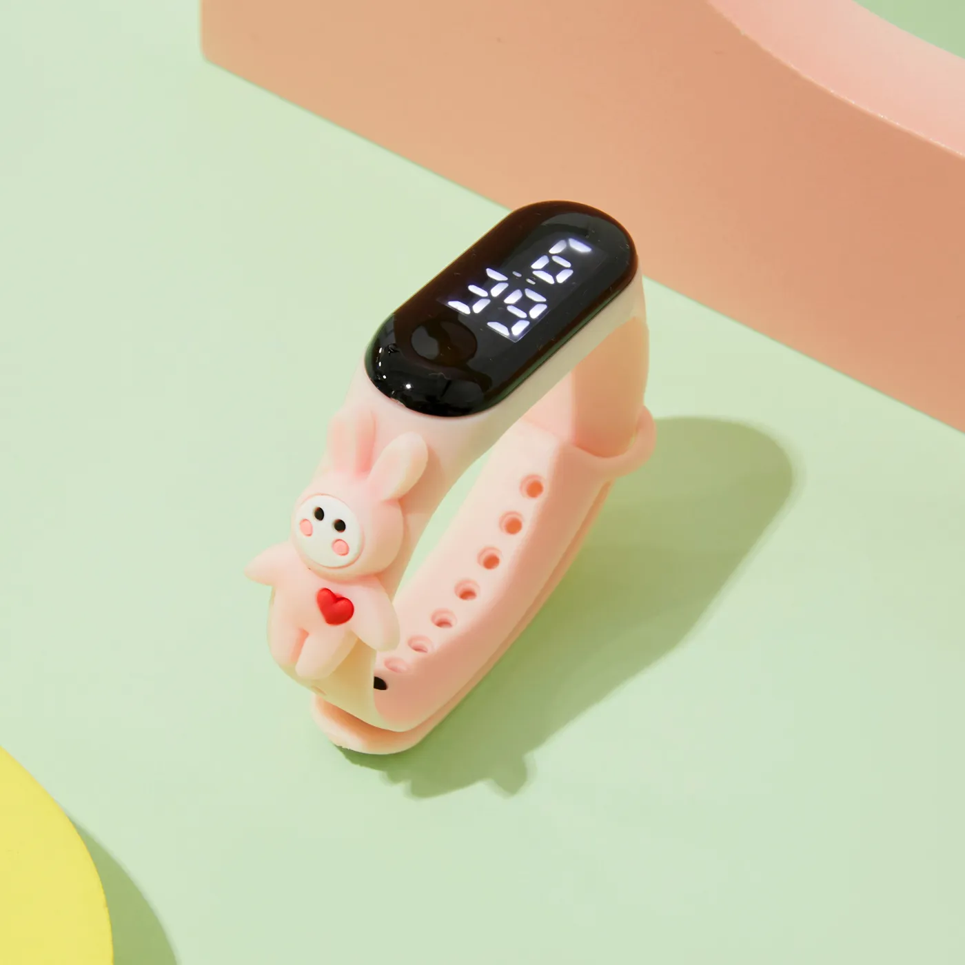 Niño pequeño de dibujos animados pantalla táctil LED digital inteligente pulsera pulsera pulsera (con caja de embalaje) Rosado
