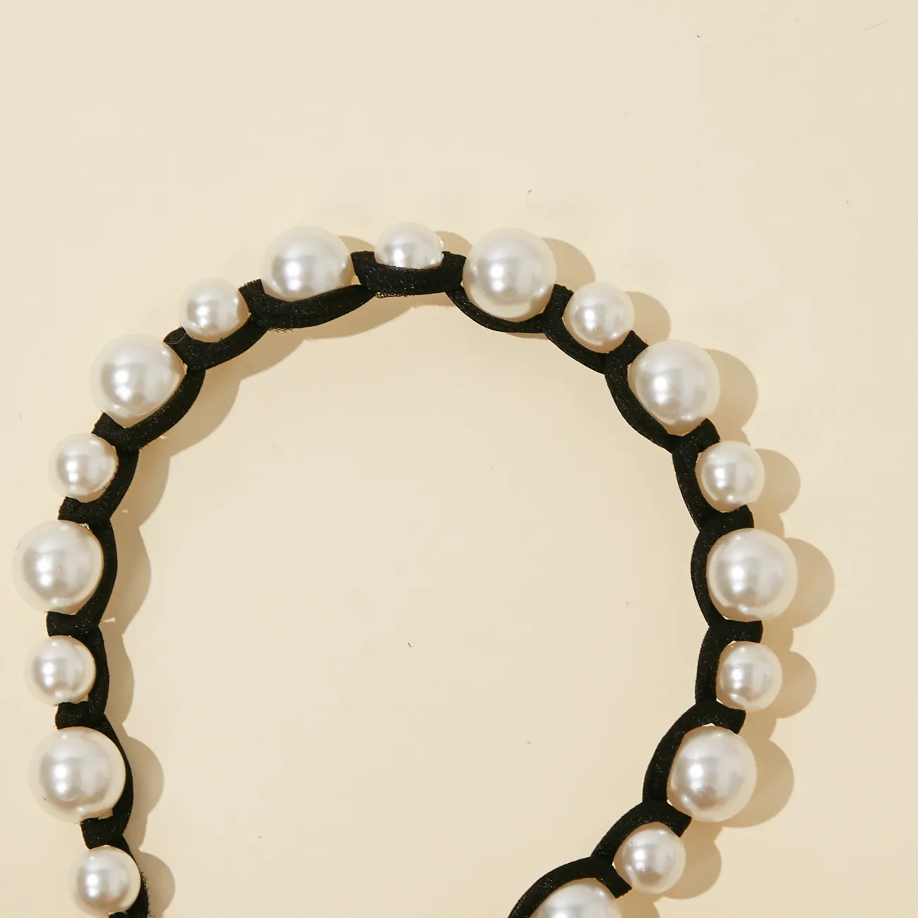 fascia per ragazze con nastro lungo streamer di perle Nero big image 1