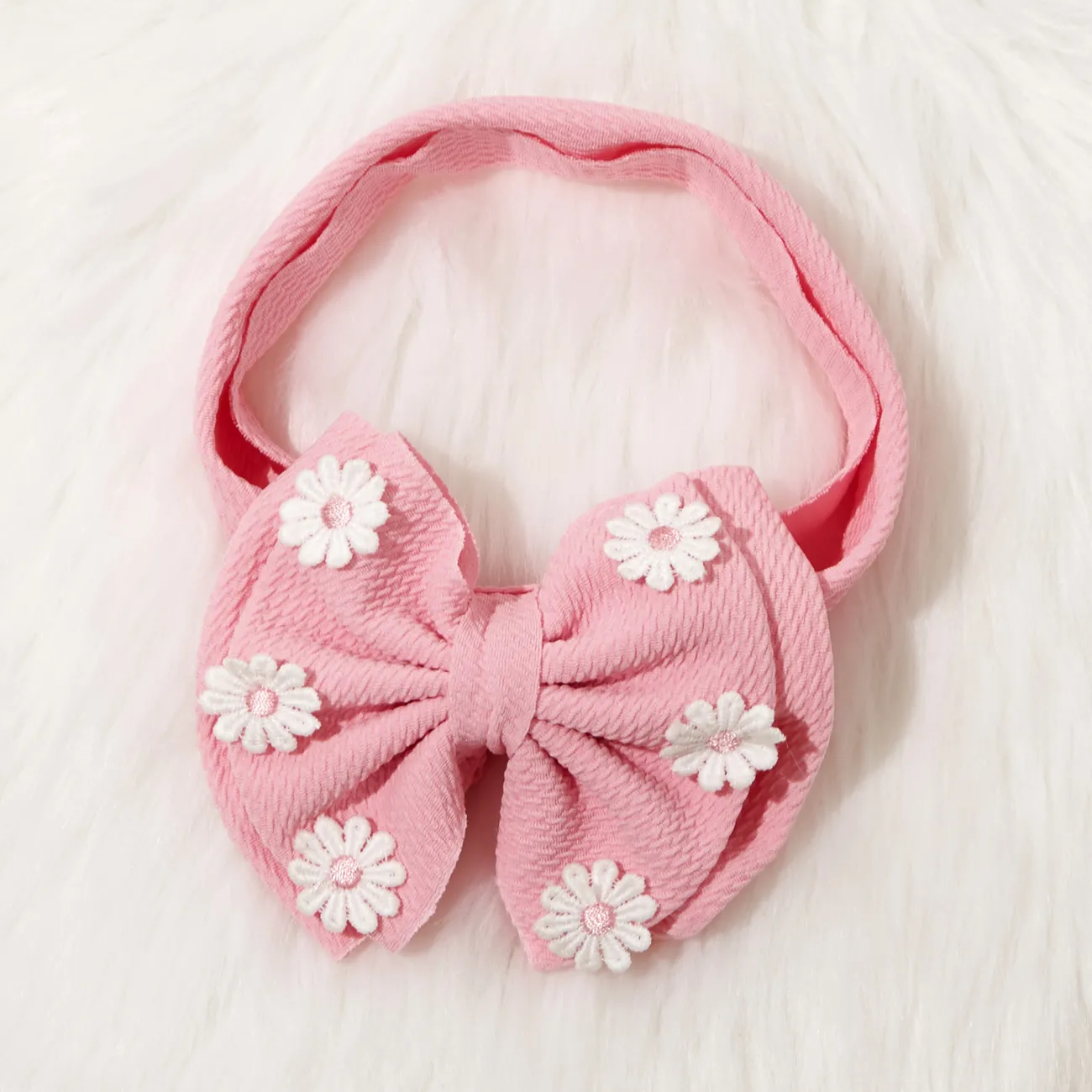 Gänseblümchendekor einfarbiges Stirnband für Mädchen rosa big image 1