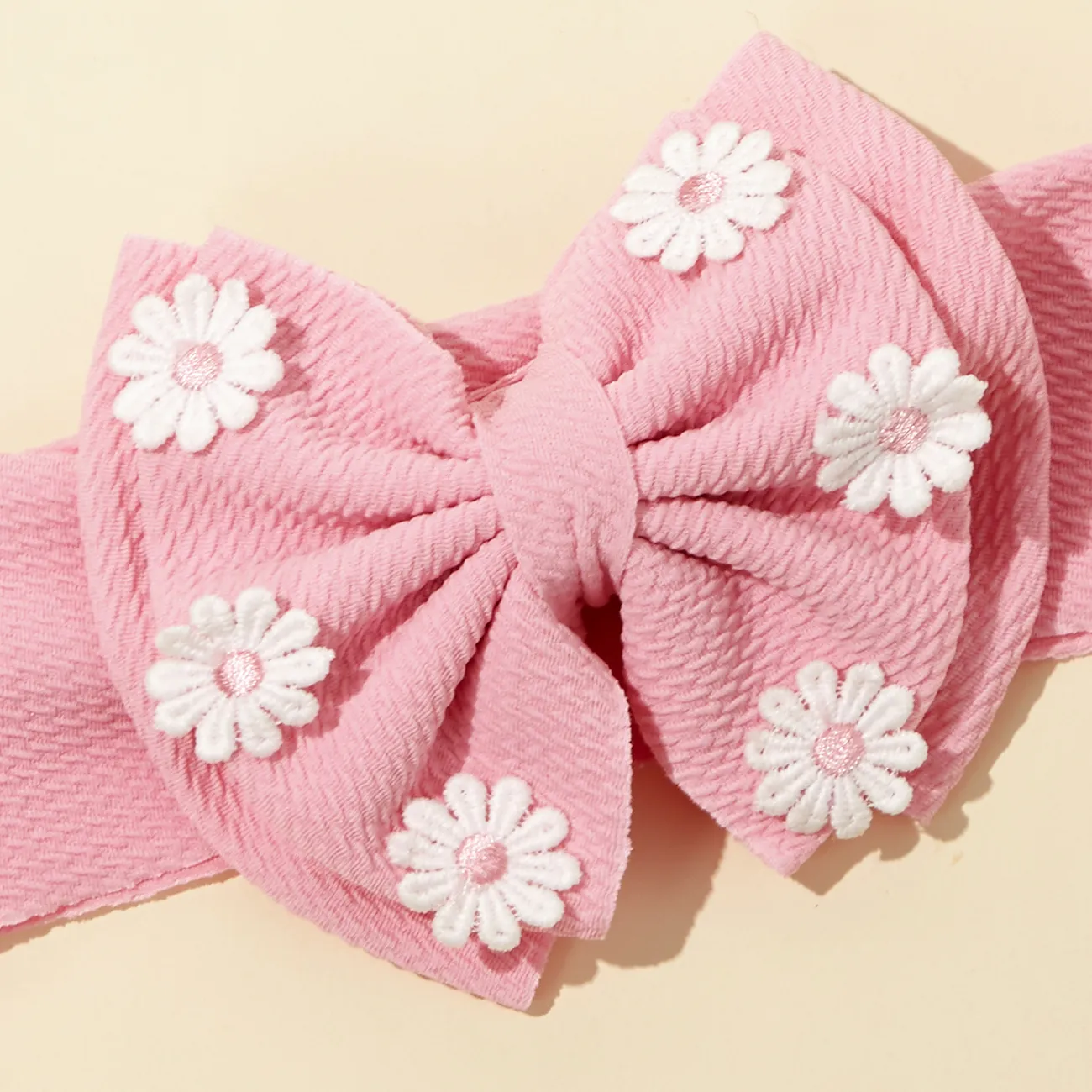 Gänseblümchendekor einfarbiges Stirnband für Mädchen rosa big image 1