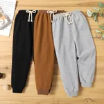 Toddler Boy Solid Color Casual Joggers Pants Sporty Sweatpants for Spring and Autumn Khaki image 6