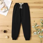 Toddler Boy Solid Color Casual Joggers Pants Sporty Sweatpants for Spring and Autumn Black