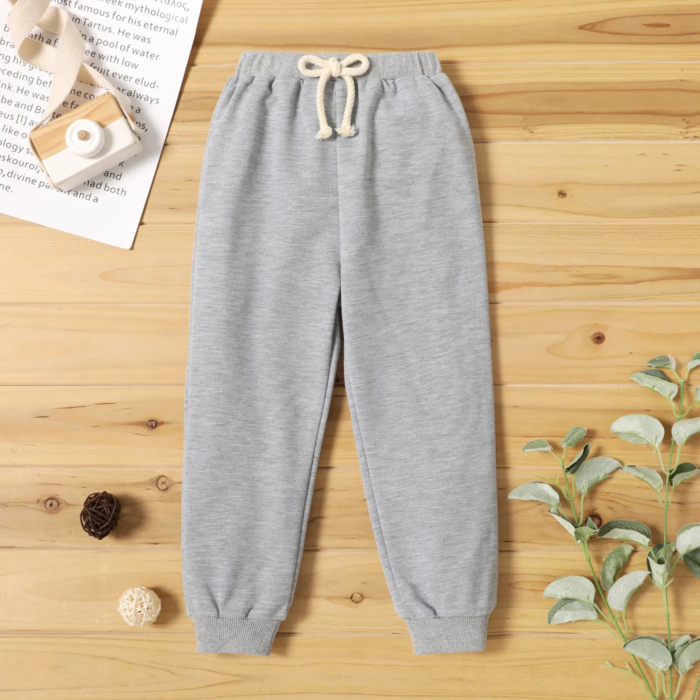 Toddler Boy Solid Color Casual Joggers Pants Sporty Sweatpants for Spring and Autumn Light Grey