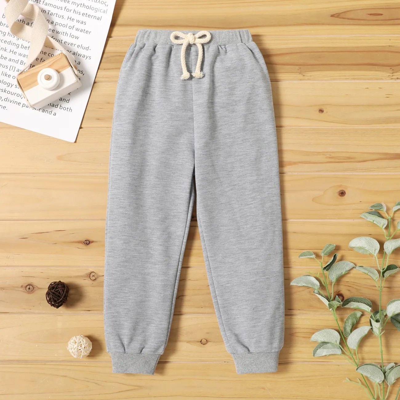 Toddler Boy Solid Color Casual Joggers Pants Sporty Sweatpants for Spring and Autumn Light Grey big image 1