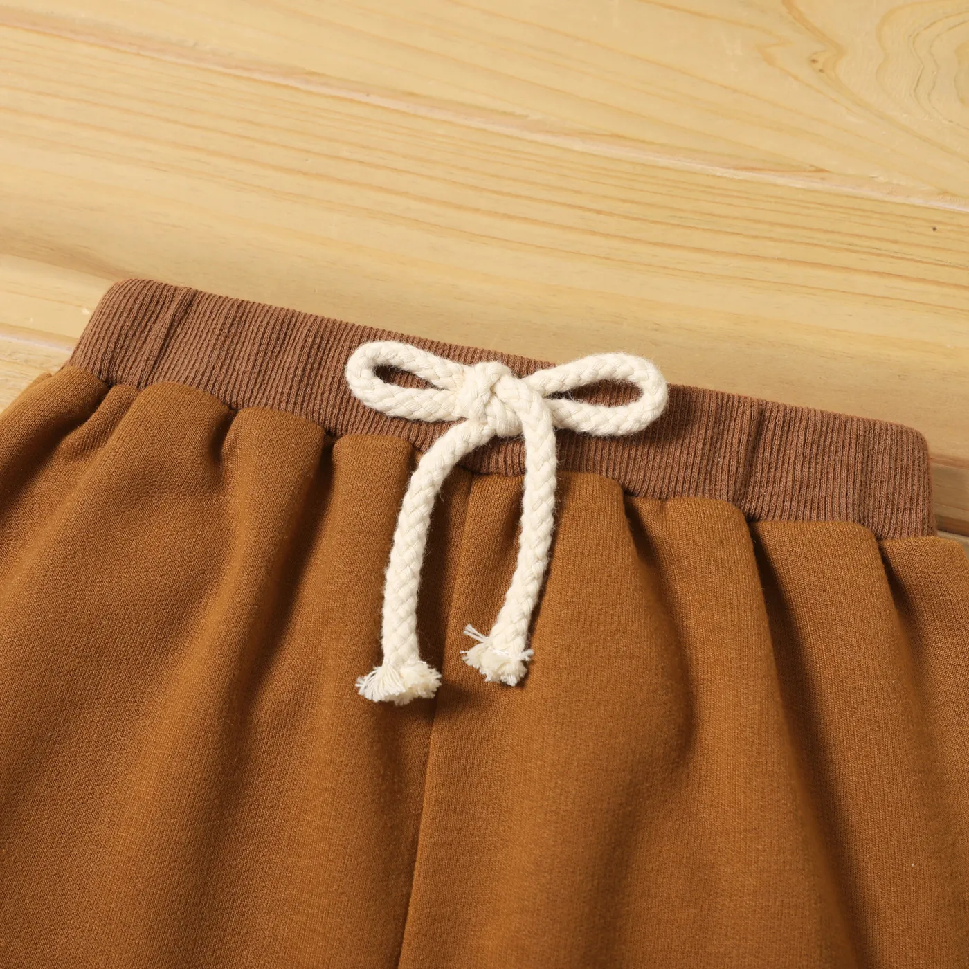Toddler Boy Solid Color Casual Joggers Pants Sporty Sweatpants for Spring and Autumn Khaki image 3