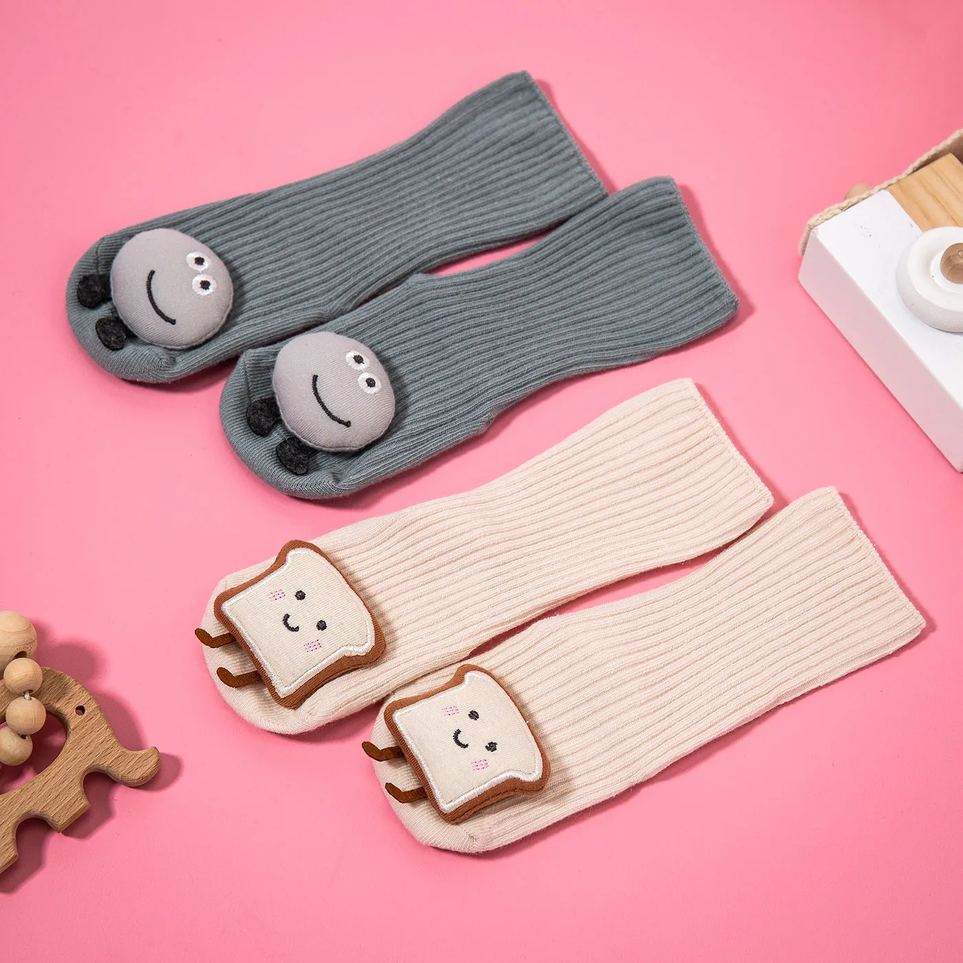 Baby / Toddler Three-dimensional Cartoon Socks Non-slip Floor Socks Dispensing Beige image 4