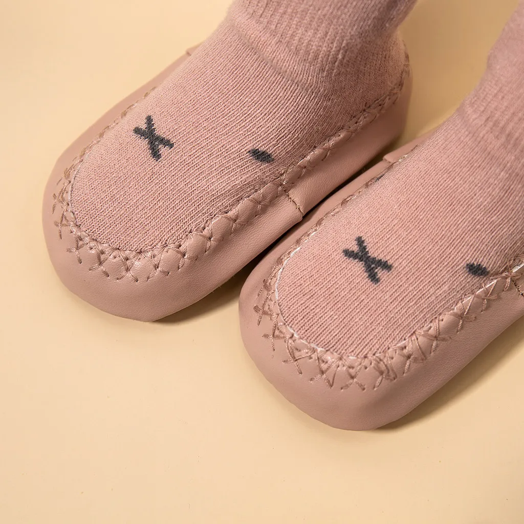 Baby Cartoon Jacquard Antiskid Floor Socks Light Pink big image 1