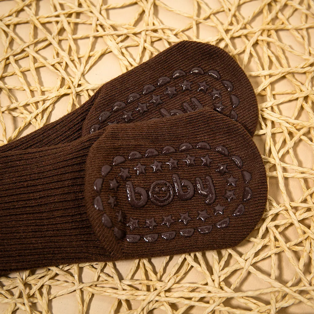 Baby / Toddler Ribbed Antiskid Floor Socks Brown big image 1