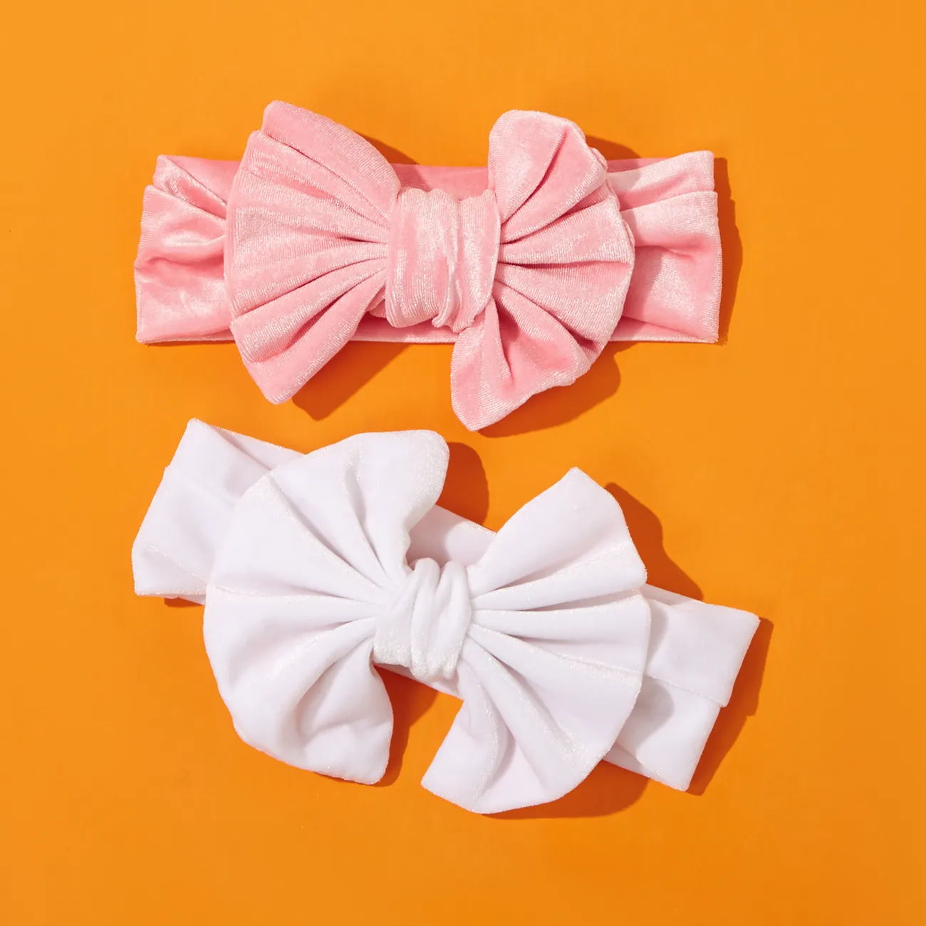 Solid Color Bowknot Headbands for Girls Pink big image 1
