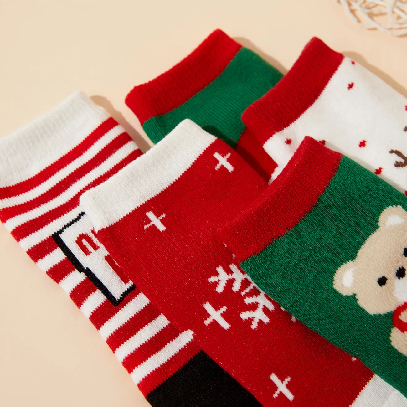 5-pack Christmas Baby / Toddler Winter Thick Terry Non-slip Socks Red big image 1