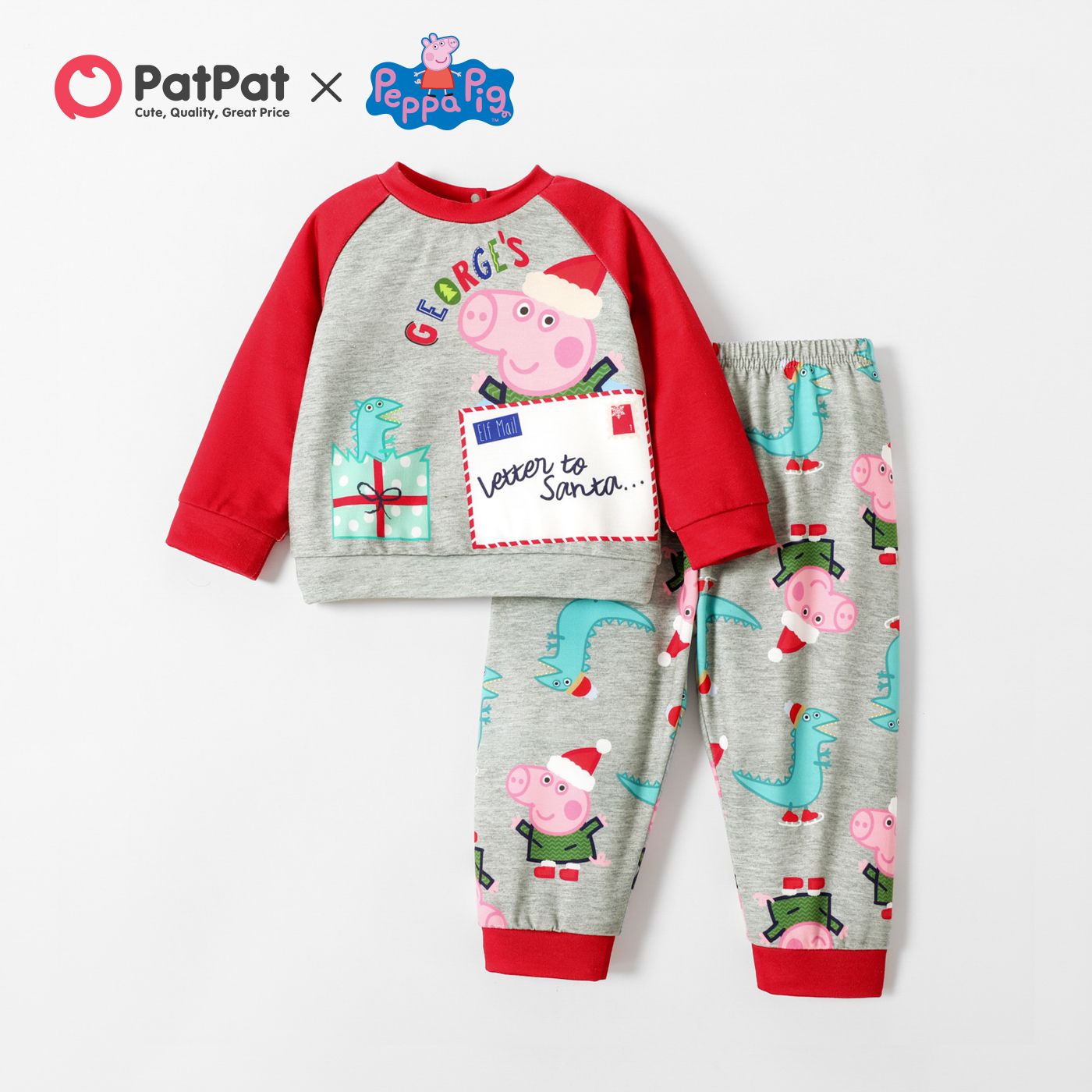 

Peppa Pig Baby Girl/Boy Christmas Dino And Gift Top And Pants