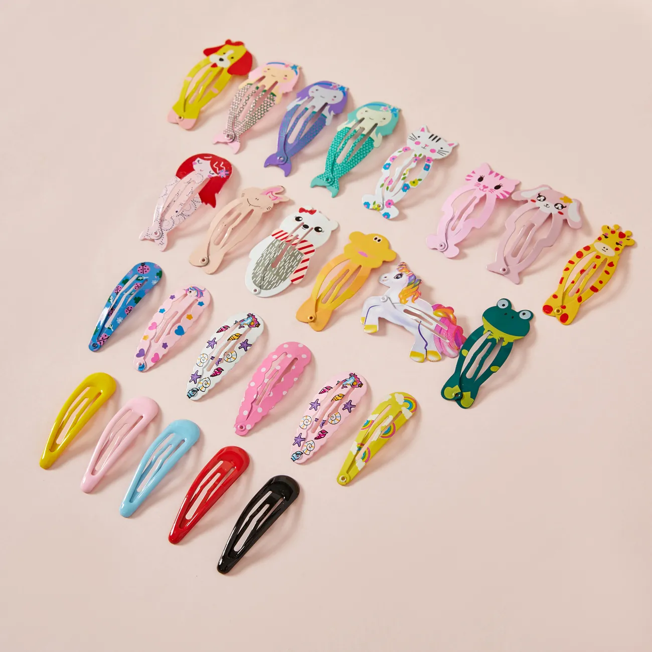 25-pcs Cute Candy Color Cartoon Design Hair Clips for Girls Color-A big image 1