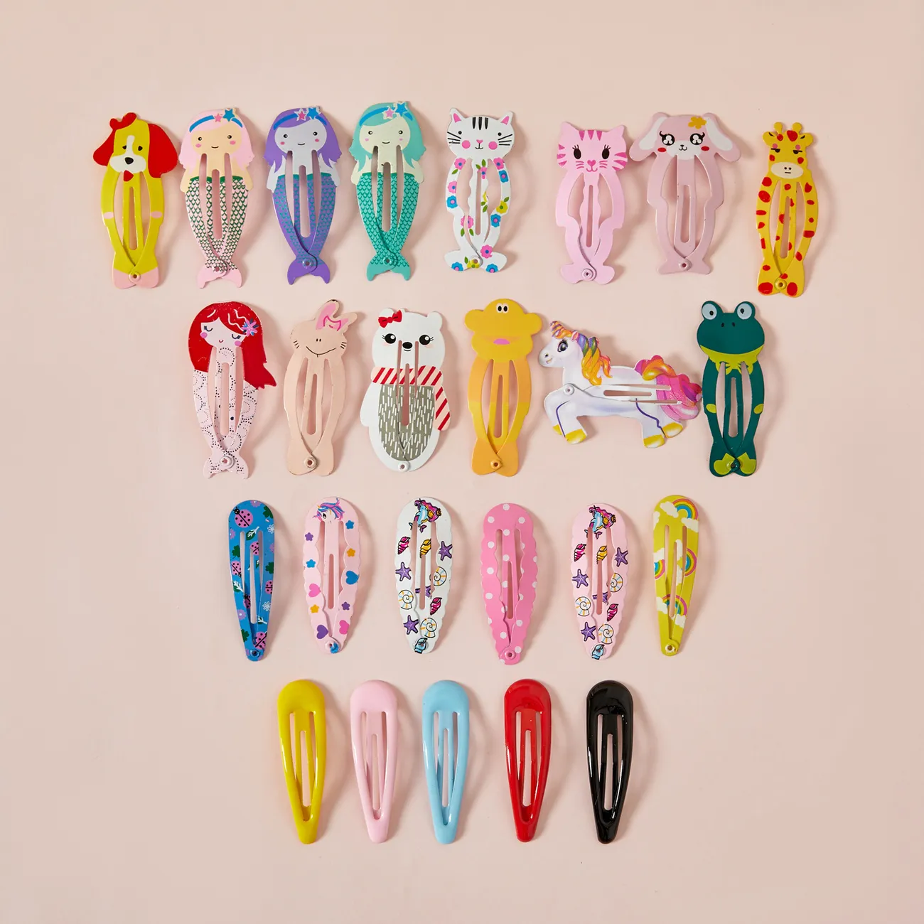 25-pcs Cute Candy Color Cartoon Design Hair Clips for Girls Color-A big image 1