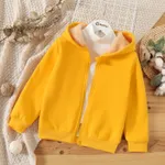 Kid Boy/Kid Girl Fleece Lined Zipper Hooded Jacket Sweatshirt Yellow