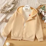Kid Boy/Kid Girl Fleece Lined Zipper Hooded Jacket Sweatshirt Apricot