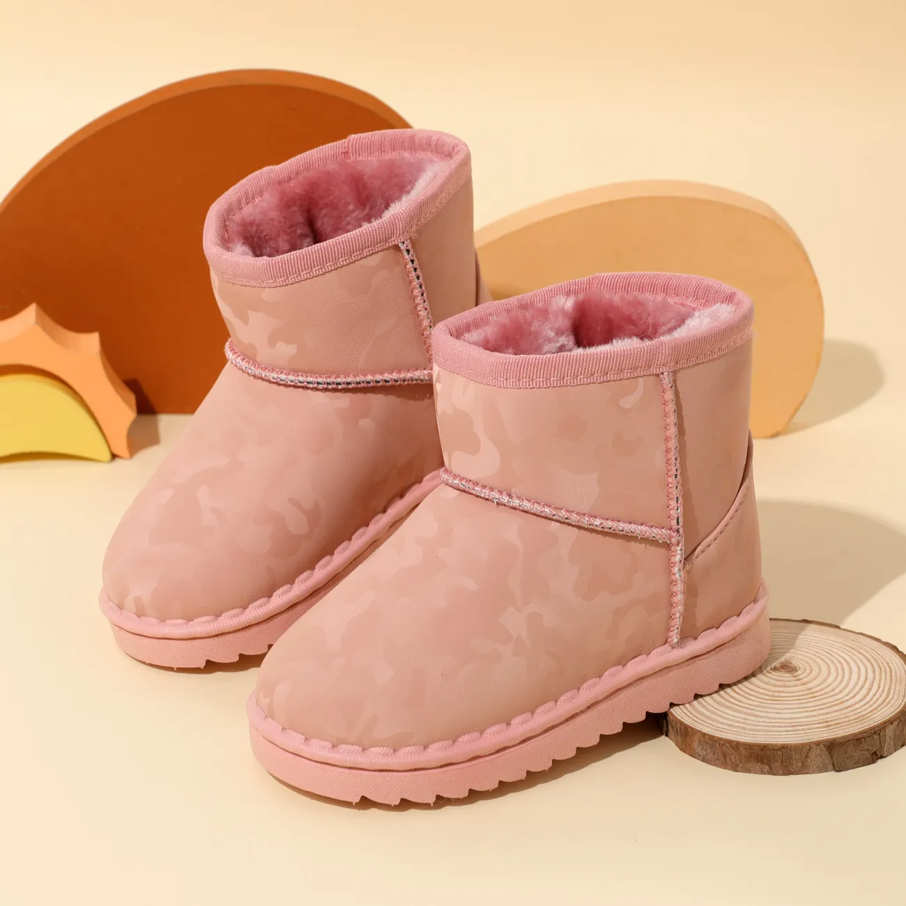 Toddler / Kid Solid Color Print Fleece-lining Boots big image 1