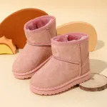 Toddler / Kid Solid Color Print Fleece-lining Boots Pink