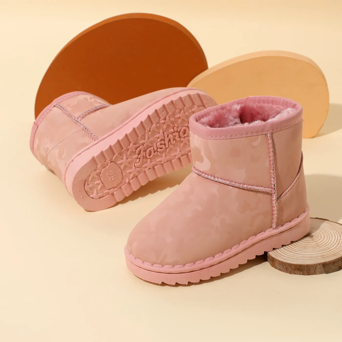 Toddler / Kid Solid Color Print Fleece-lining Boots  image 2