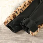 2-piece Kid Girl Leopard Print Colorblock Fuzzy Pullover Sweatshirt and Fleece Lined Pants Casual Set  image 5