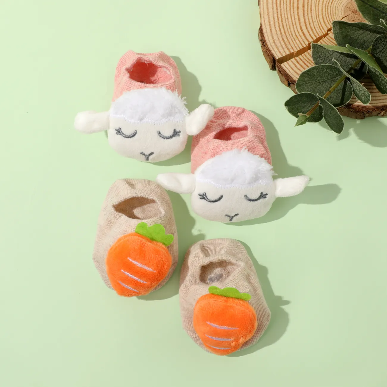2-pairs Baby Cartoon Animal Vegetable Three-dimensional Socks Pink big image 1