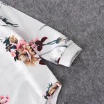 Floral Print Crewneck Drop Shoulder Long-sleeve Tops for Mom and Me  image 4