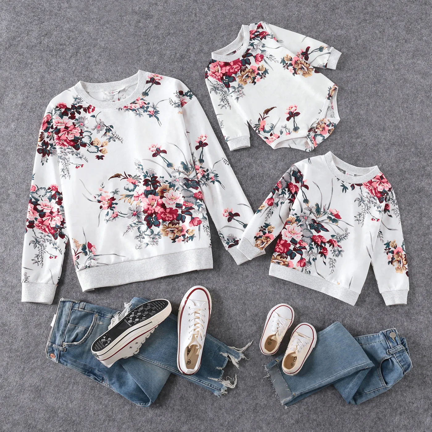 Floral Print long sleeve Tops for Mom and Me