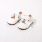 Toddler / Kid Wavy Edge Bow Ribbon Decor White Princess Shoes  image 3